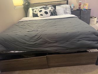 Full/Queen Bed Frame with Storage Drawers