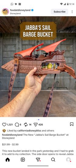 Disneyland star wars Jabba the hut barge popcorn bucket