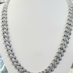 22" Necklace Silver Plated With Cubic Zirconia