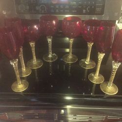 Home Essential Ruby /Gold 8 glasses