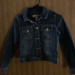 Kids Sz Lg Denim Jean Jacket Button Up With Pockets 