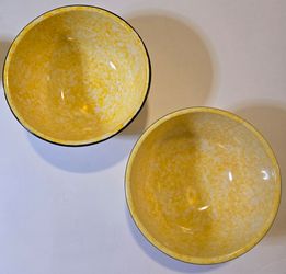 2x Tiffany & Co. Stangl Yellow Caughley Spongeware 8-inch Salad Plates, Set of 2