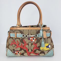 Coach Signature Rare Leather/Canvas Handbag