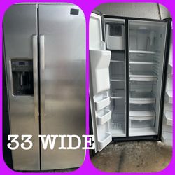 33 Wide Stainless Steel Side By Side Refrigerator 