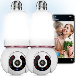 2K Light Bulb Security Camera, 2.4G&5Ghz WiFi 360°Security Camera Wireless Indoor with LED Light, Motion Detection Tracking, 10X Zoom, Alarm, 2-Way Ta