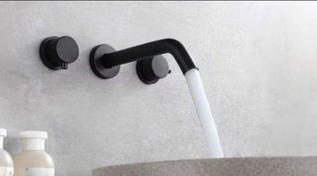 Matte Black Bathroom Faucet Wall Mount Dual Handle Ceramic Disc,1.5gpm,360°Swivel, Rust and Corrosion Resistant