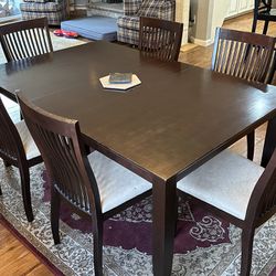 Solid Wood Dining Table, 6 Chairs and Buffet 