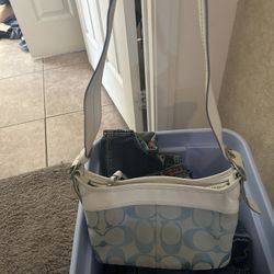Light Blue Coach Purse With Matching Wallet 