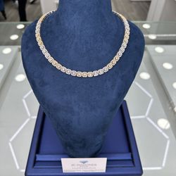 Chain Tennis By 2o Inch 10k Gold 2 Tone White And Yellow Real Diamonds  