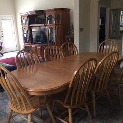 Amish Oak Table And EIGHT Chairs 