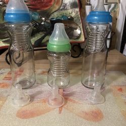 3 Glass Baby Bottles