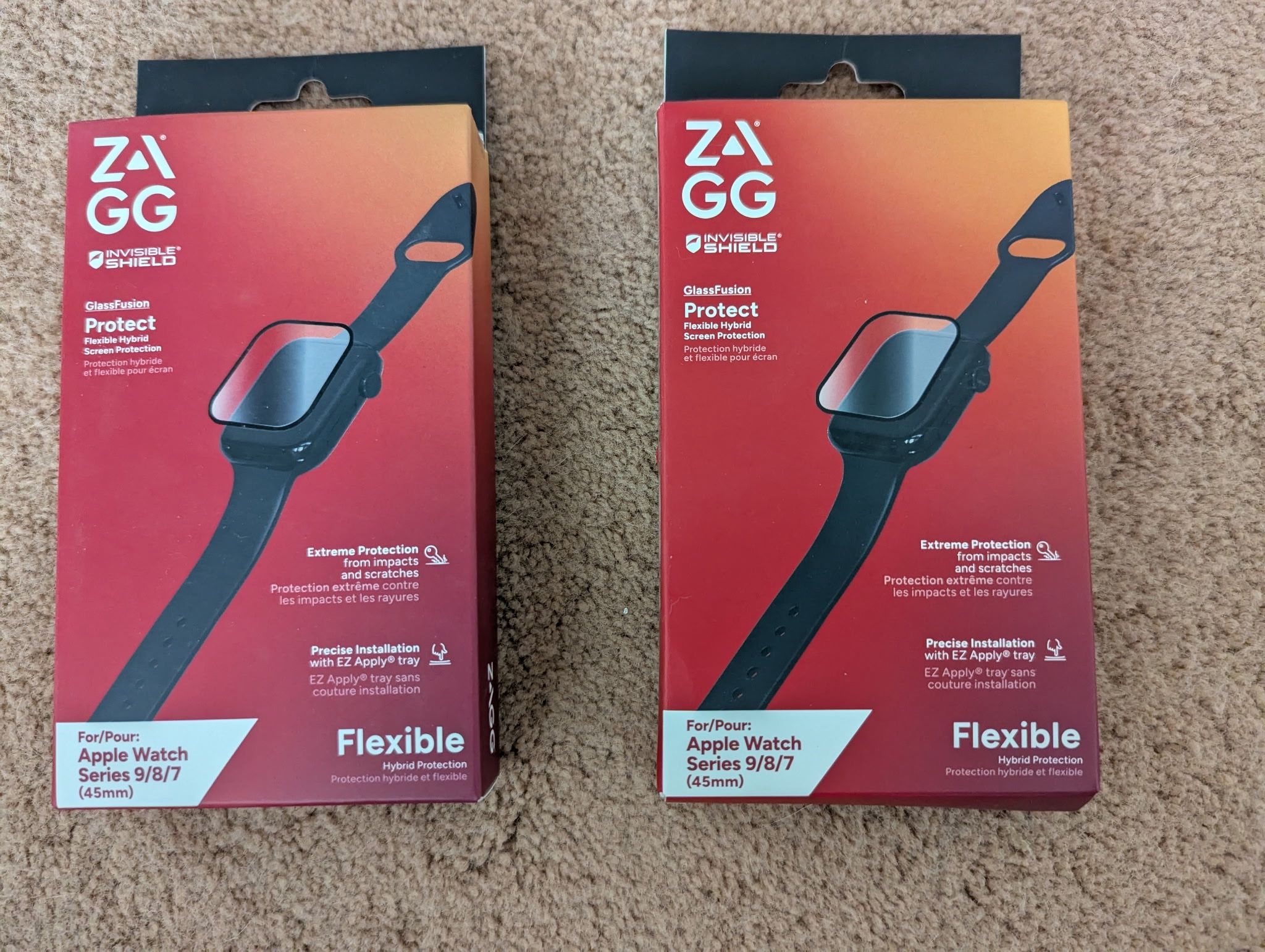 ZAGG InvisibleShield GlassFusion Screen for Apple Watch Series 9 8 7 45mm 2 Pack