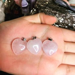 Rose Quartz Crystals Heart Pendants