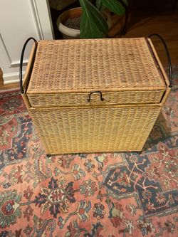 Hamper - Pier 1 Imports - Wicker with Metal Frame - Used