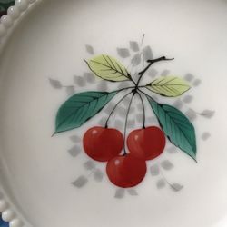 Pretty Milk Cherry Glass Plate