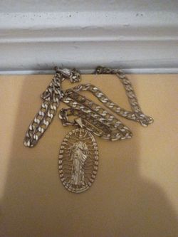 Gold-Tone Virgin Mary Pendant Chain Necklace