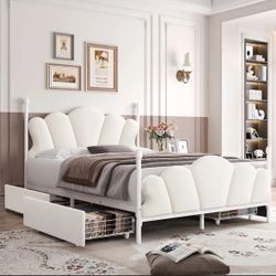 King Size Pacer Upholstered Storage Bed With 4 Drawers & Adjustable Headboard