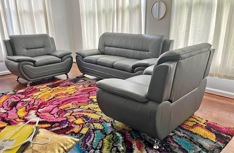 ❄️Grab It Now😍 Brand New Leather Sofa Loveseat Chair | Same Day Delivery 🚚