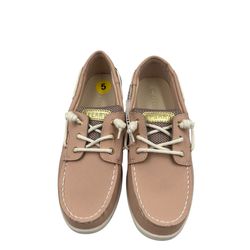 New Sperry Shorerider  3-Eye Boat shoes women’s Sz 5 light pink  slip-on NWOB