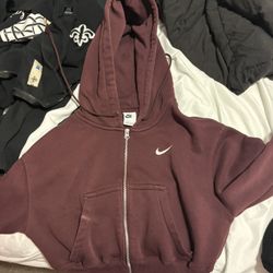 Nike Maroon Full Zip Hoodie Small