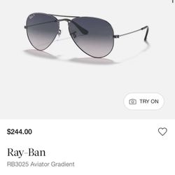Ray-Ban RB3025 Aviator Gradient FRAME Silver LENSES Blue Polarized