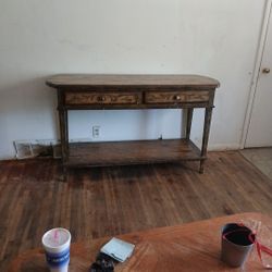 Wooden Table With Drawers