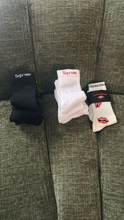 Black supreme white supreme chrome heart socks