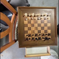 Wooden Chess Table with Drawer