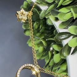 THE MOON AND THE STAR CZ NECKLACE STERLING SILVER