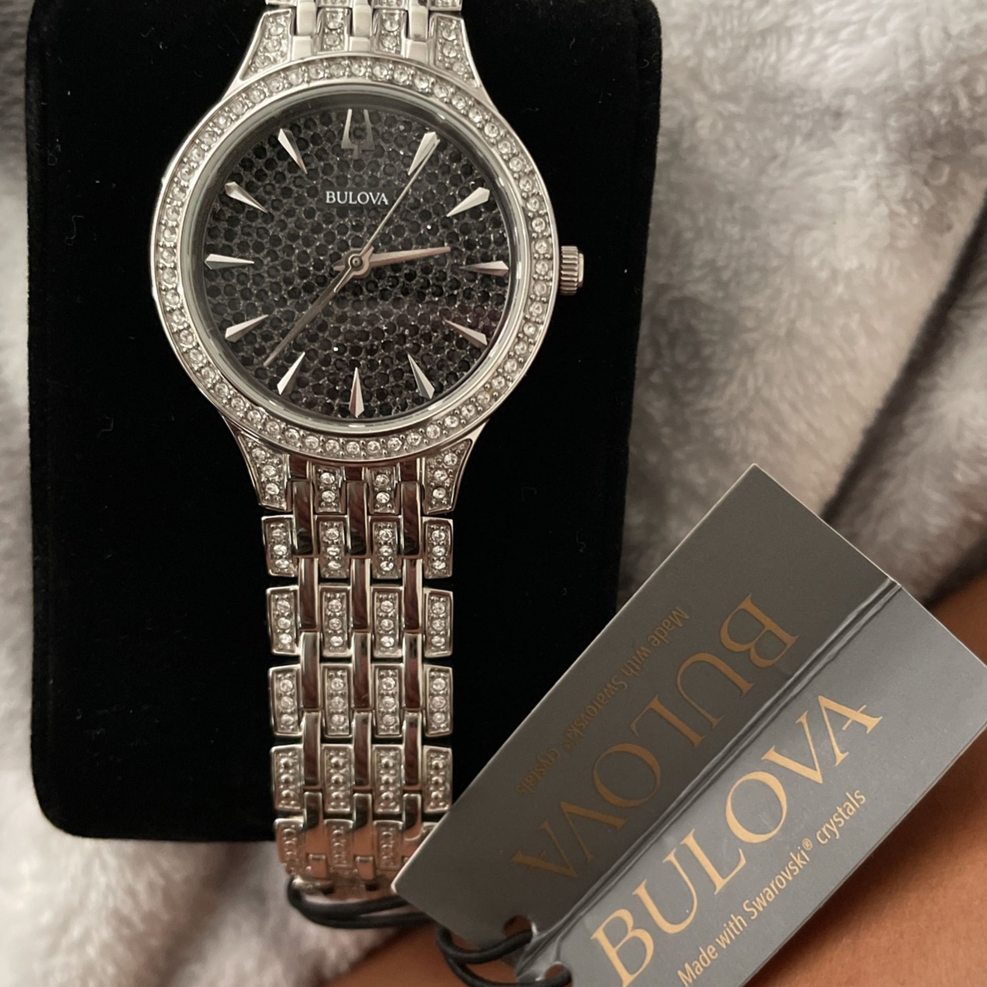 Bulova Womens Watch Silver And Black