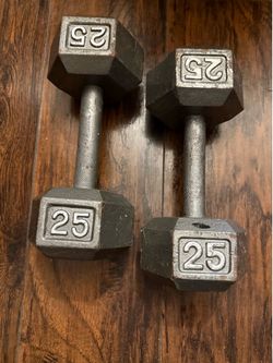 Pair of 25 lb Cast Iron Hex Dumbbells (50 lbs total)