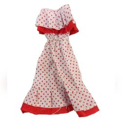 Vintage 1980s Barbie Strapless Ruffle Red Polka Dot Dress - Damaged 