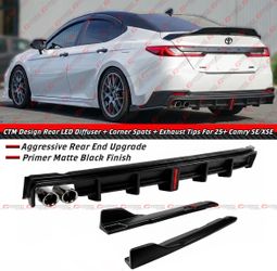 25-26 Camry SE XSE CTM Matte Black LED Rear Diffuser + Spats + Exhaust Tips