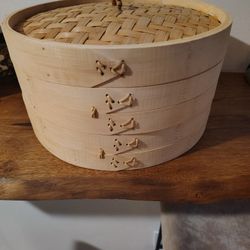 2 Tier Bamboo Steamer 12" (Moving Sale)