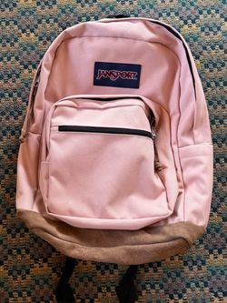 Jansport light pink leather bottom backpack