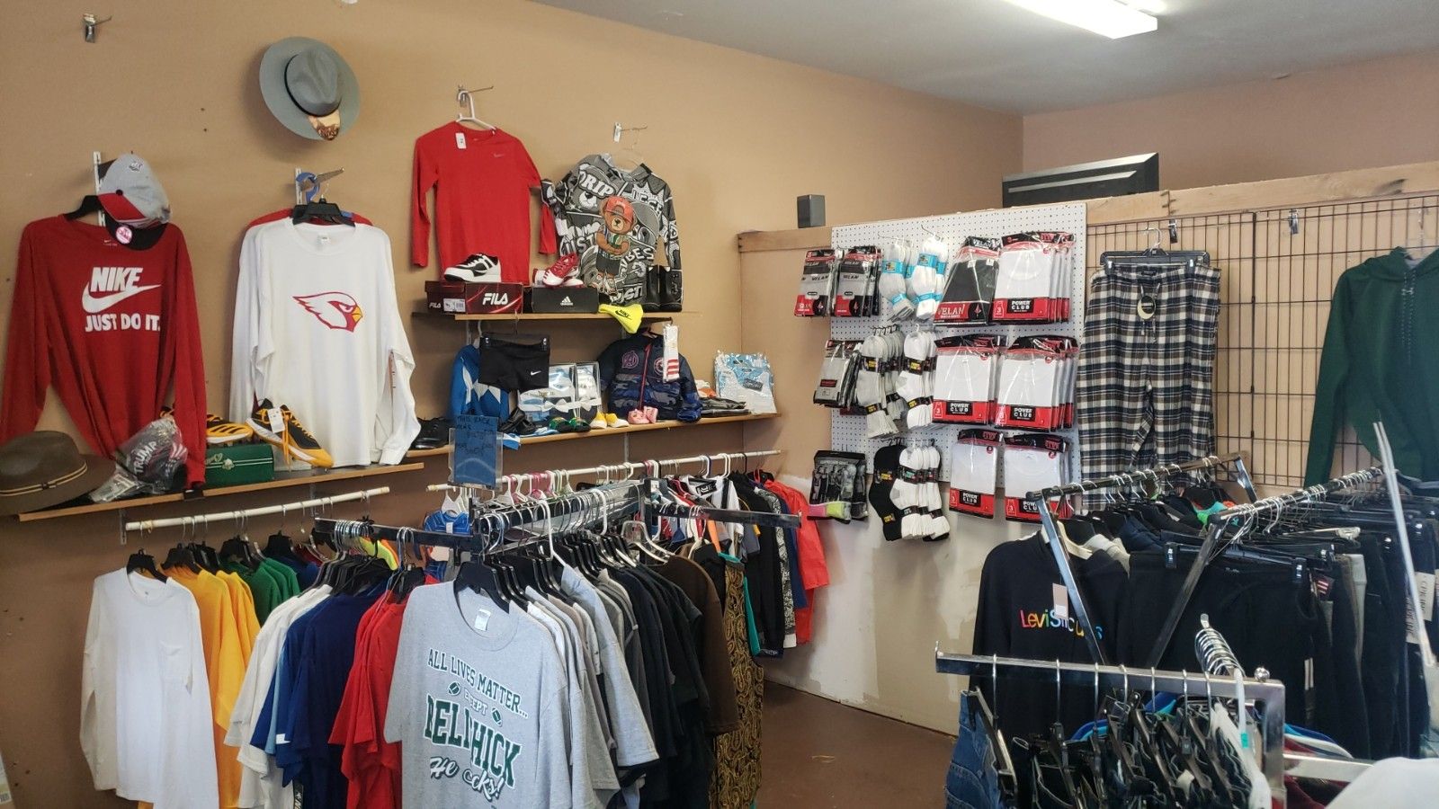 Boys long sleeve shirts $7.99 pants $9.99 socks $4.99 T shirts $4.99 shoes $9.99