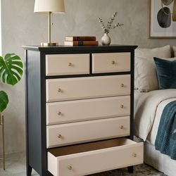 Elegant solid wood  black & beige dresser