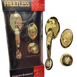 Faultless Easy Installation Entrance Golden Mechanical Handleset