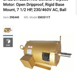 Baldor Electric Motor EM3311T 7.5 HP Paint Booth Exhaust Fan