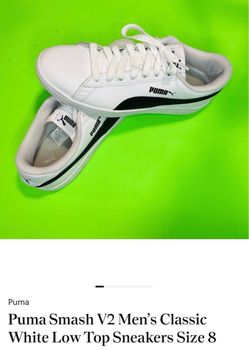 Puma Smash V2 White Low Top Sneakers Size 8