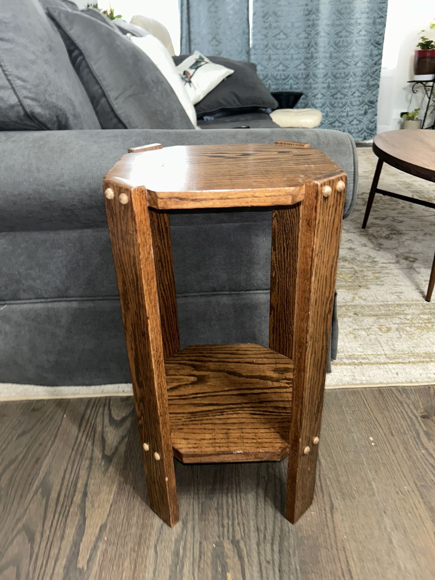 Solid Wood Antique Side Table Or Plant Stand