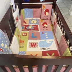Crib With Changing Table/ Turns Into Bed 