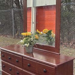 Modern Ashley Furniture Dresser With Mirror. Drawers Sliding Smoothly 