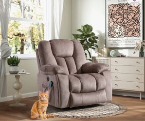 Oversized Fabric Recliner Chair with Side Pocket