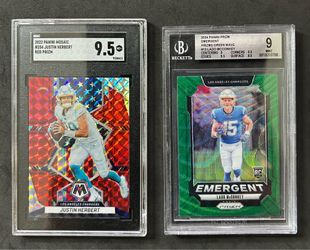 Chargers Slab Lot (2) 2022 Justin Herbert SGC 9.5 2024 Ladd McConkey RC BGS 9