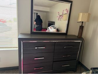 Bedroom, set side table, queen, size bed with mattress and LED headboard side table with wireless charging