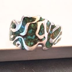 Vintage Tortoise Silver Ring Size 8