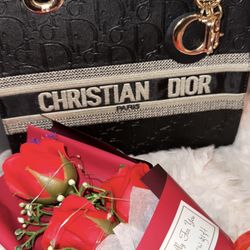 Pink Handbag And Rose Bouquet 