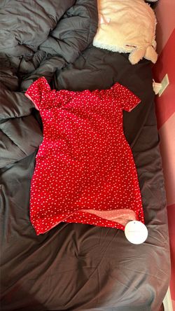 New large off the shoulder with tags mini dress