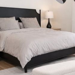 Black Metal King Bed With Mattress 